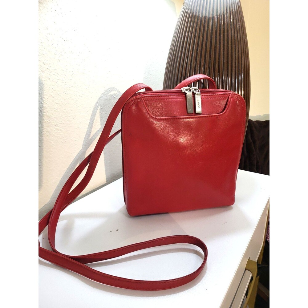 HOBO International Slim Lipstick Red Leather Zip Around Crossbody Organizer Bag
